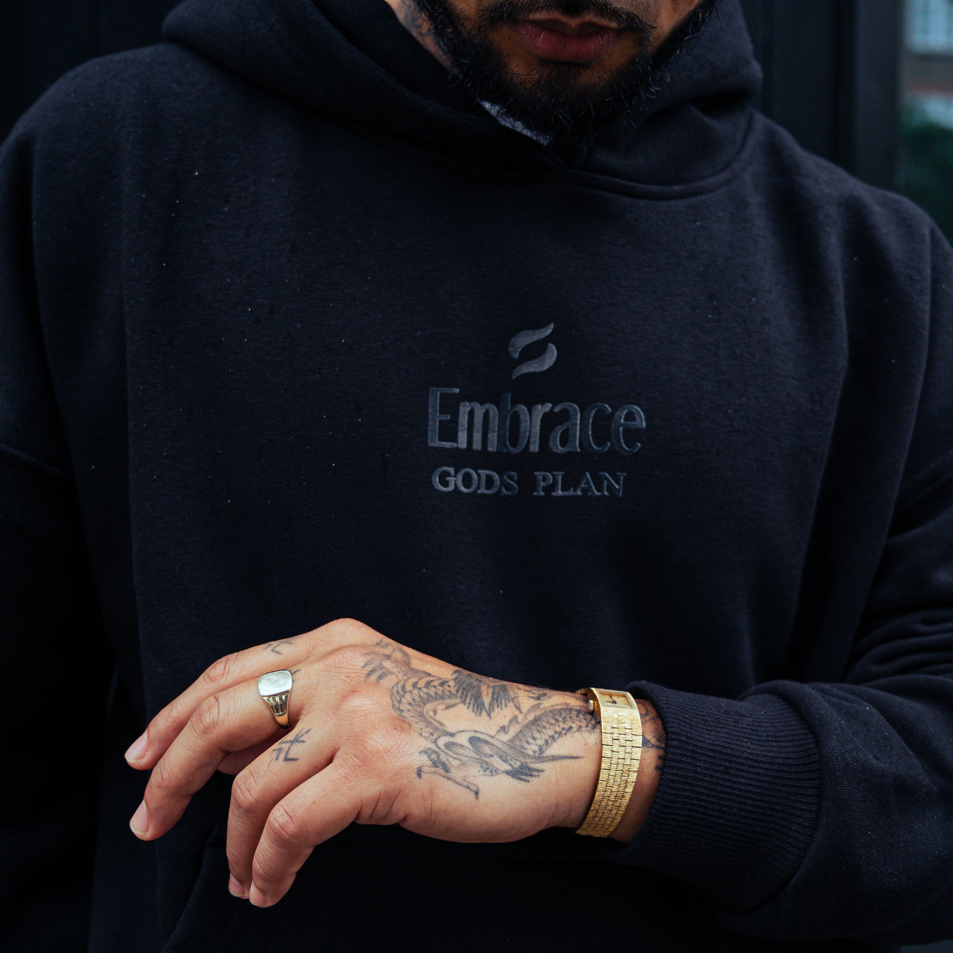 Gods Plan Hoodie Black - Embrace Boxing